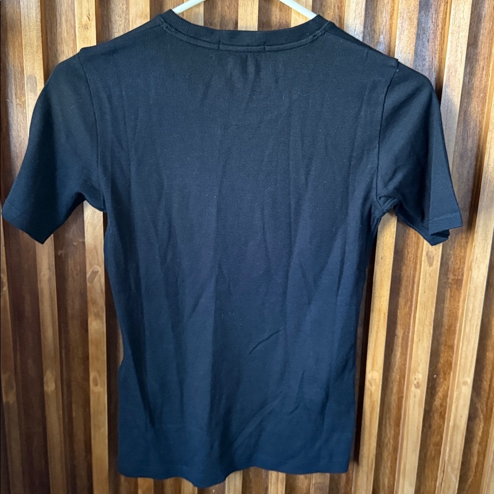 Rag & Bone Kari Black Ribbed Crewneck Cotton Blend T-Shirt. XS/S - Picture 3 of 10
